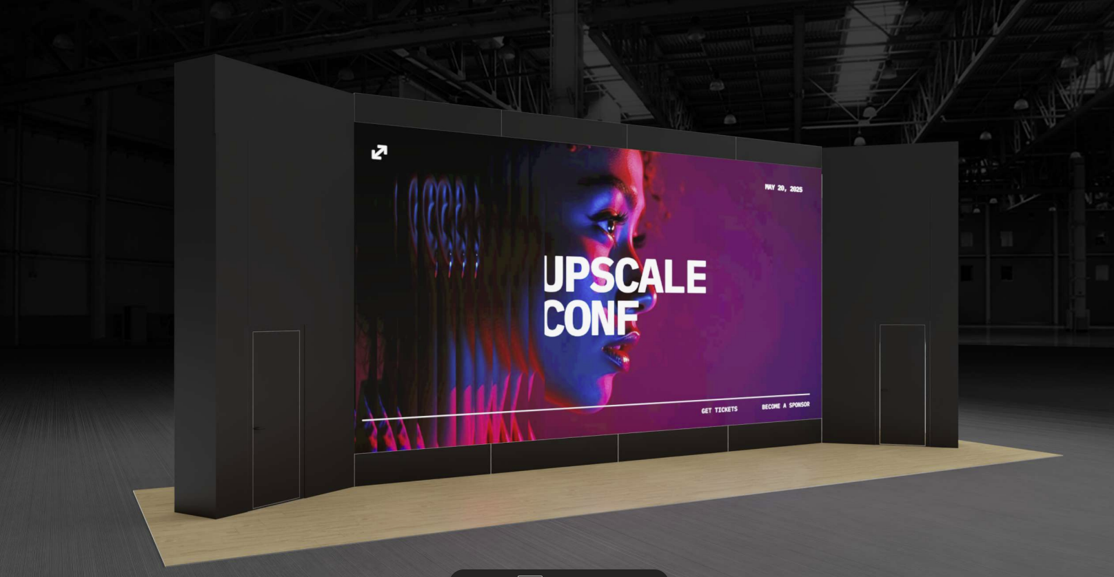 Upscale conference trade show booth concept render